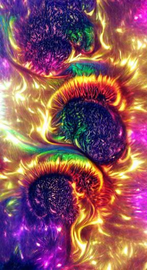 Psychedelic Solar Flares: Abstract Colorful Image
