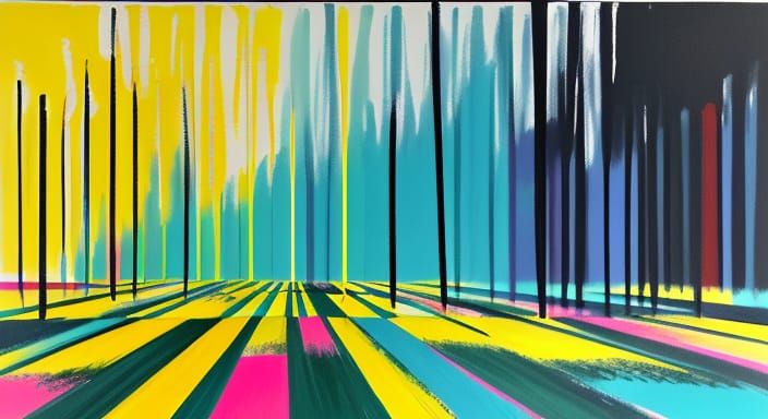 Vibrant Color Field Painting with Abstract Expressionist Sty...