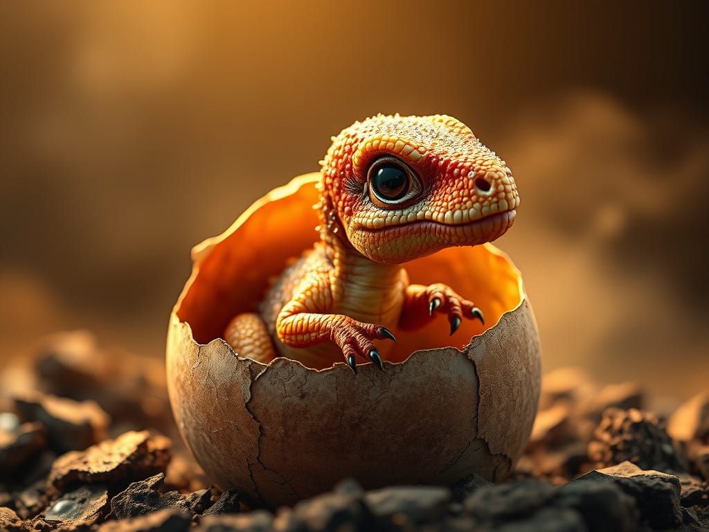 a cute dinosaur hatching