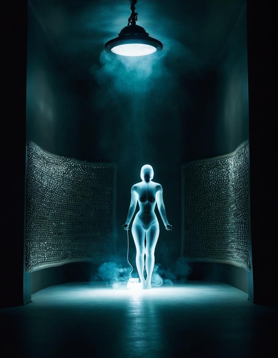 Abstract Lamplight Composition in Mixed Media