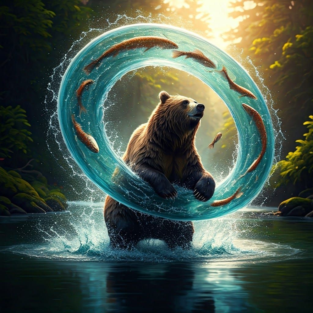 Grizzly Bear Conquers Creek with Hydrokinetic Powers