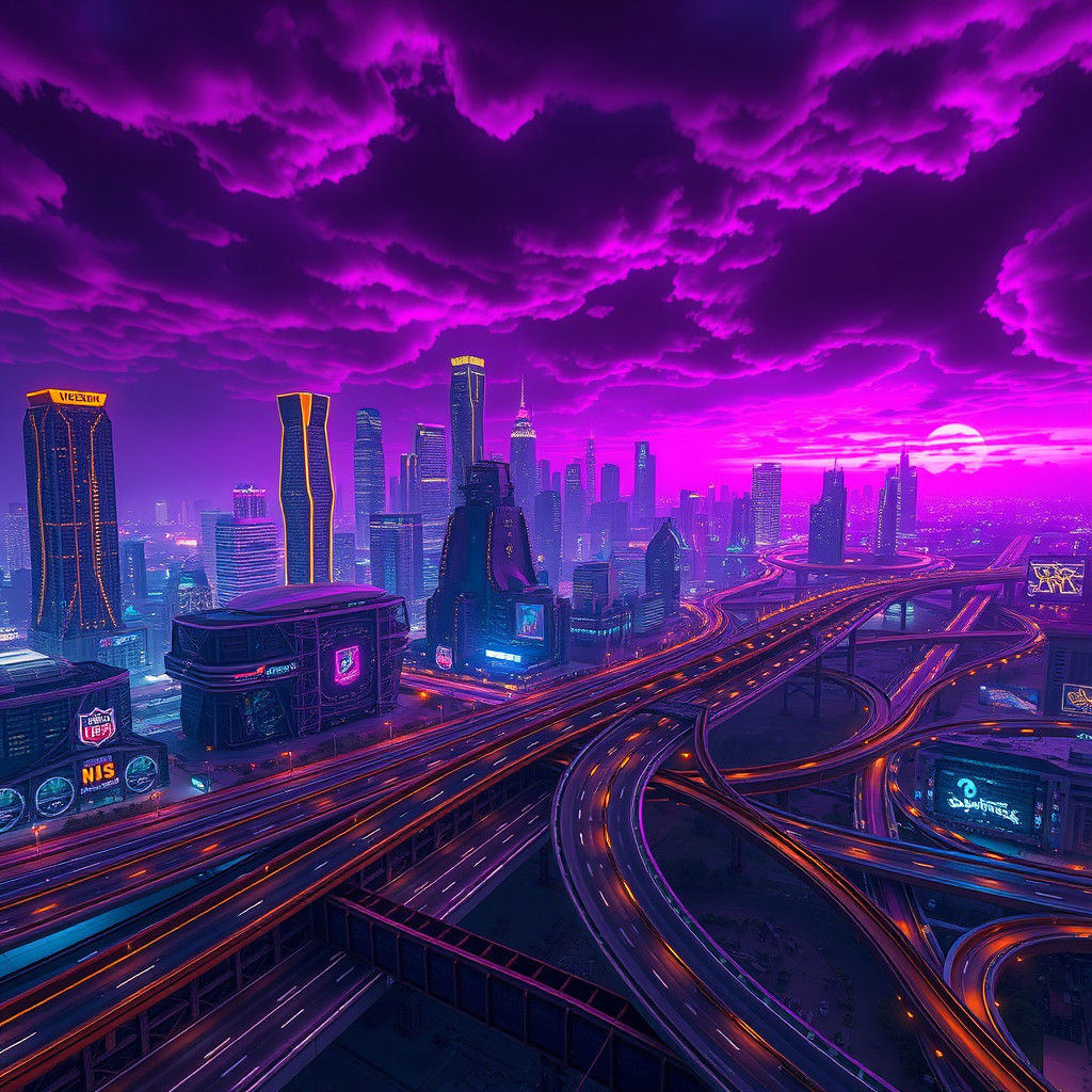 Futuristic Dystopian Houston Cityscape in Dark Fantasy Style