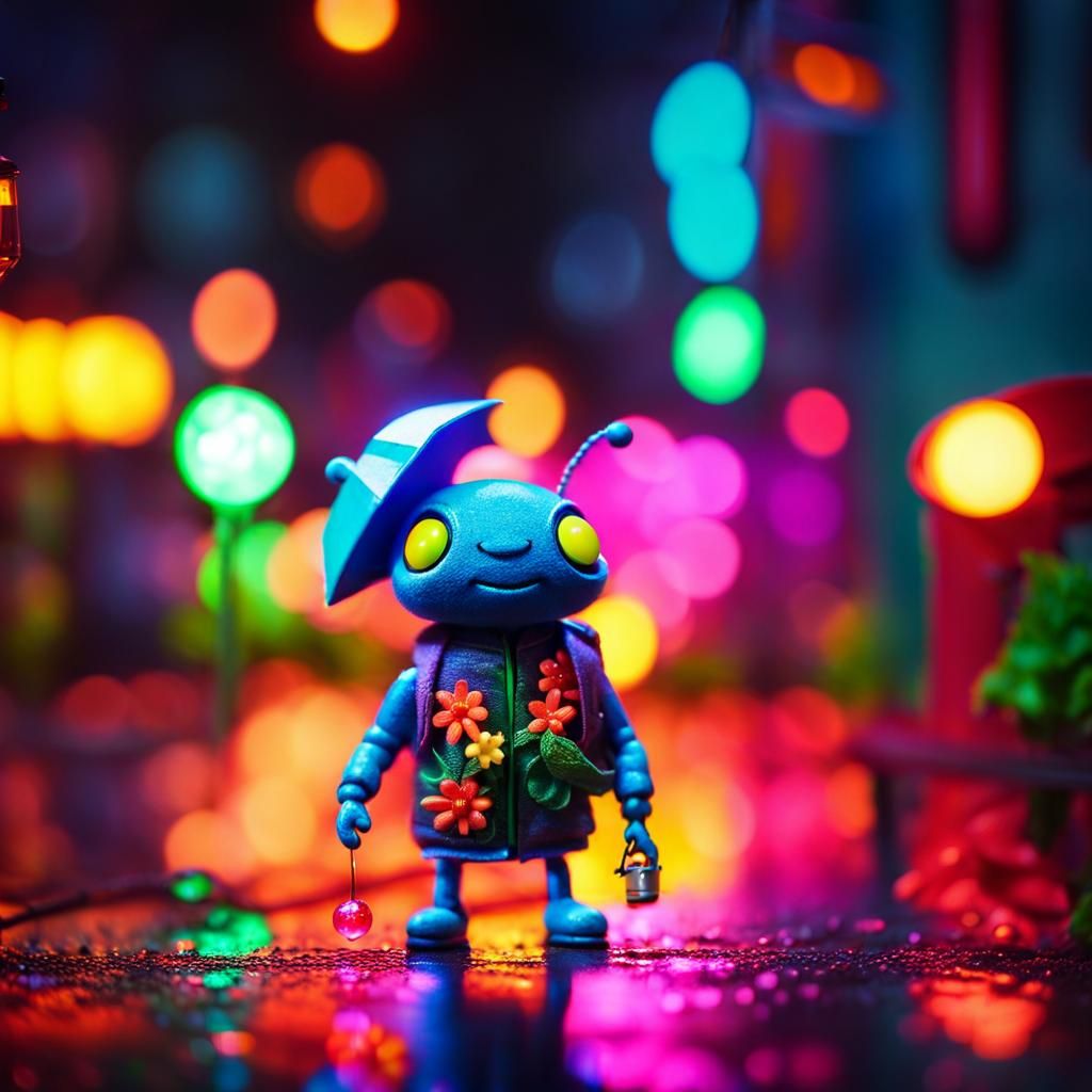 Coming Home: Neon lights in a busy bug city