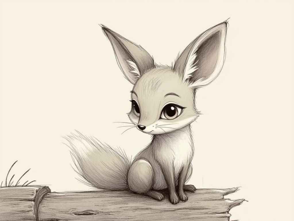Charming Fox in Gentle Pencil Sketch Style