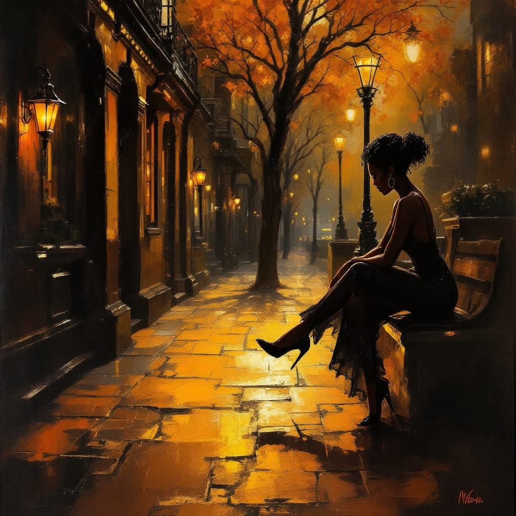 Jazz Noir Glamour in Luminous Impressionist Style
