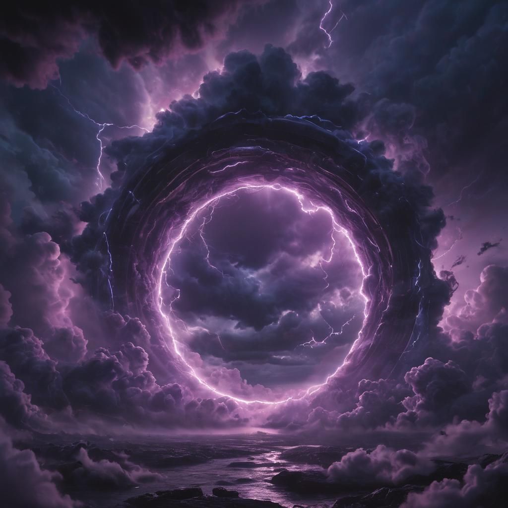 Ethereal Portal Bursts Through Stormy Clouds