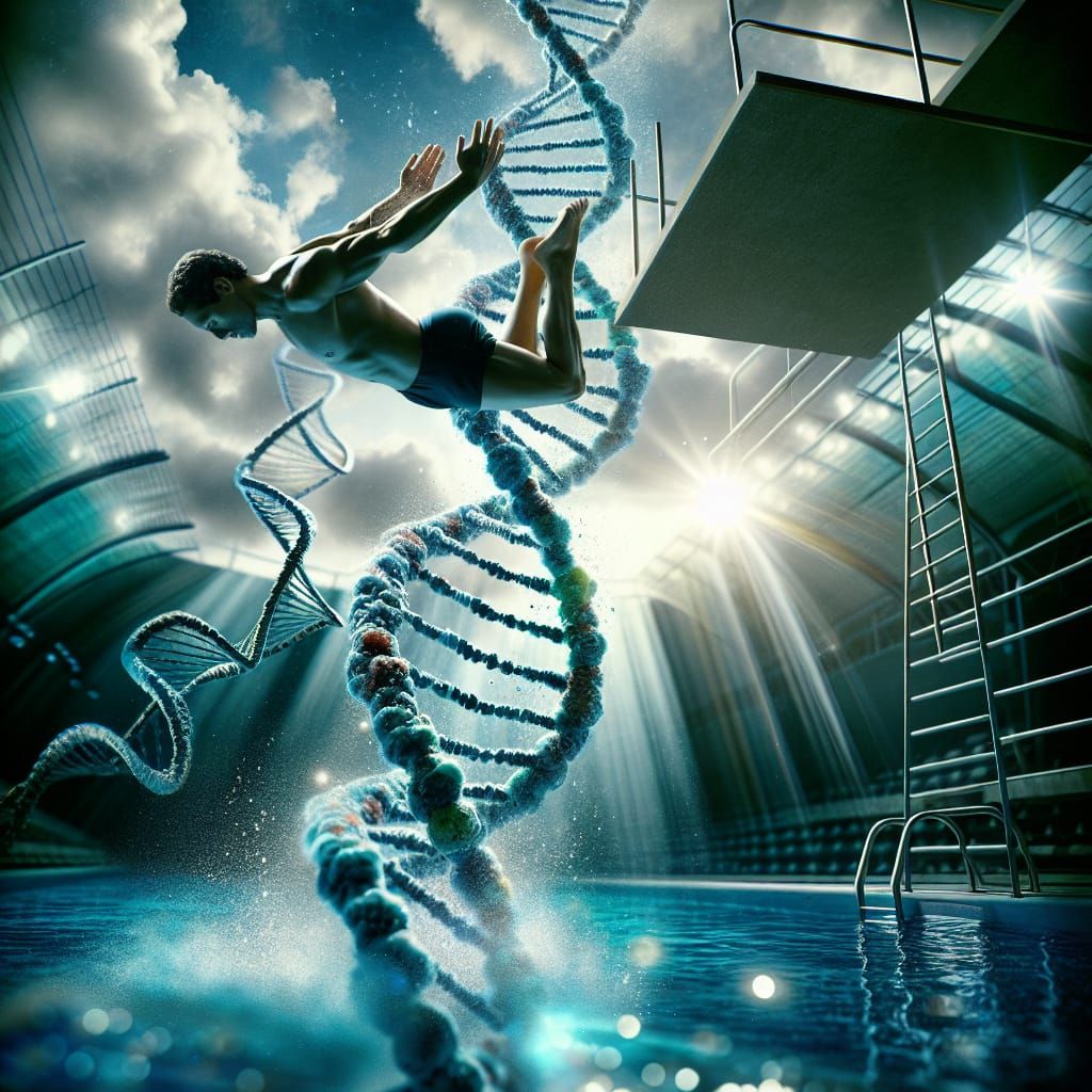 Magical Realism: Diver Suspended by DNA Strand