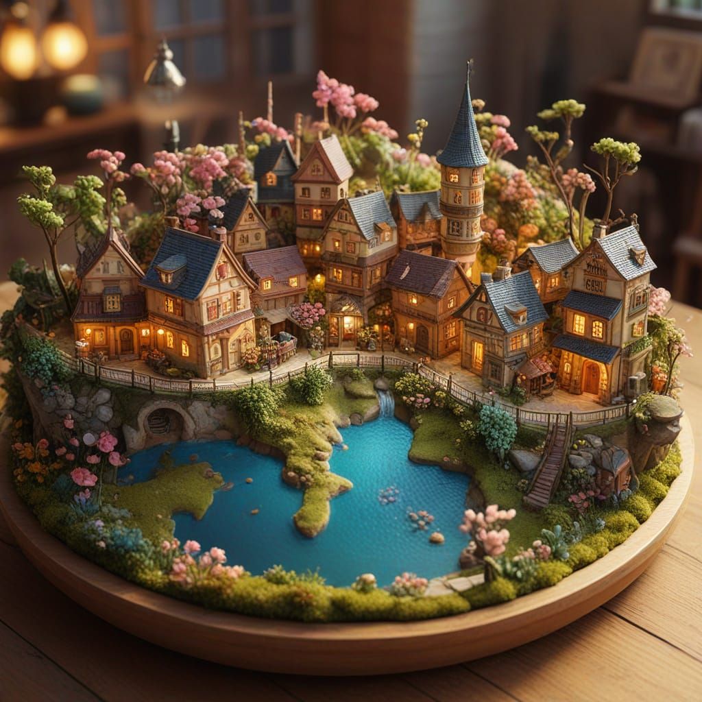 Vibrant Springtime Fantasy World Inside a Whimsical Globe