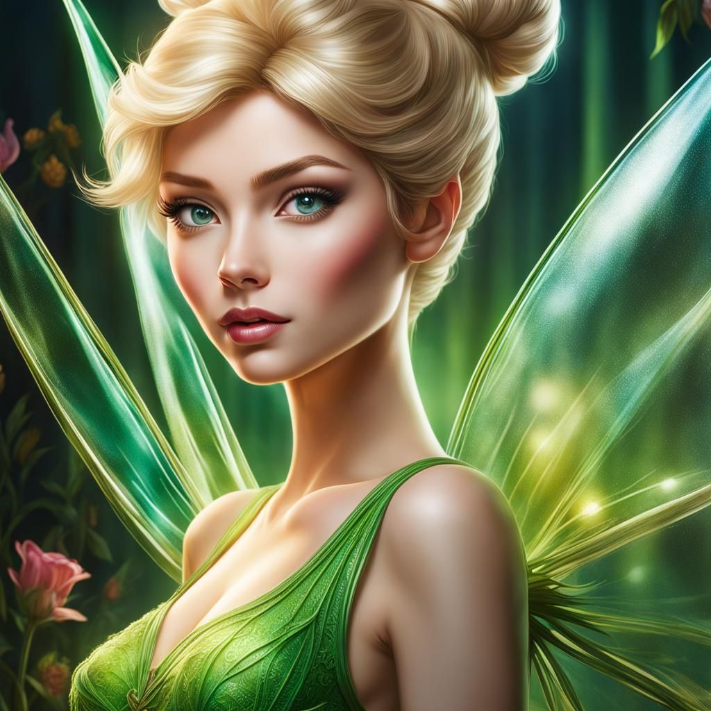 Tinkerbell in Glass Bowl: Digital Illustration
