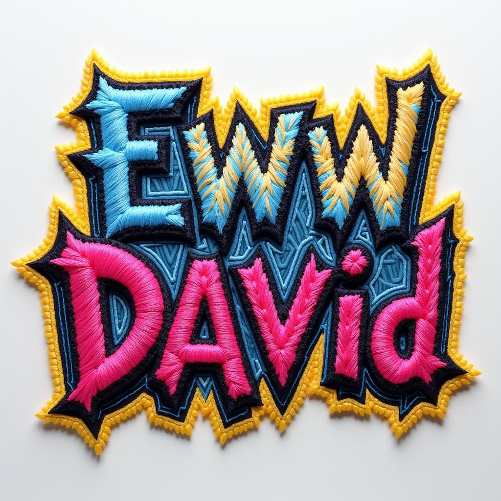 Embroidered "Eww David" Art in Bold Colors