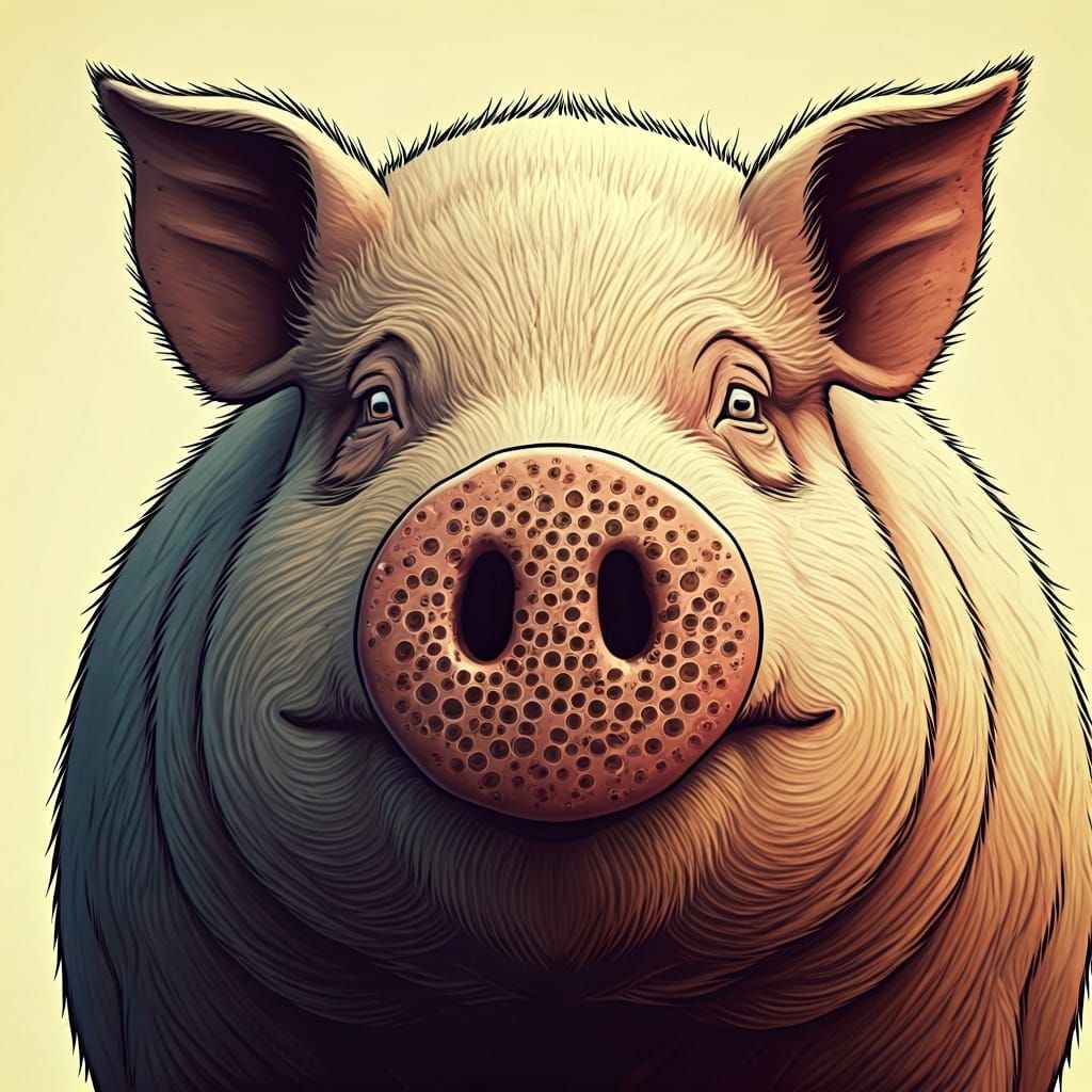 Pig with Meat Grinder Snout in Comic Art