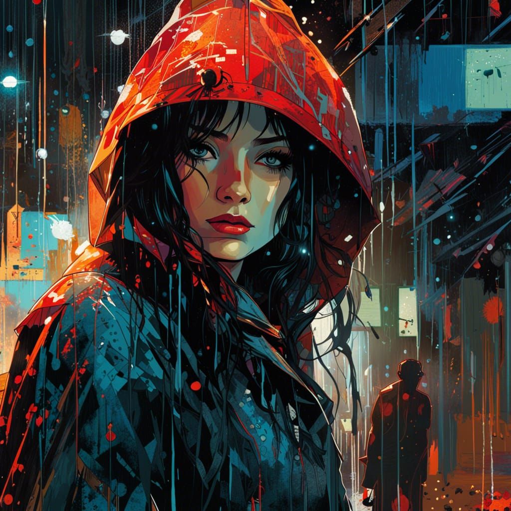 Rain Portrait in Style of Rutkowski, WLOP
