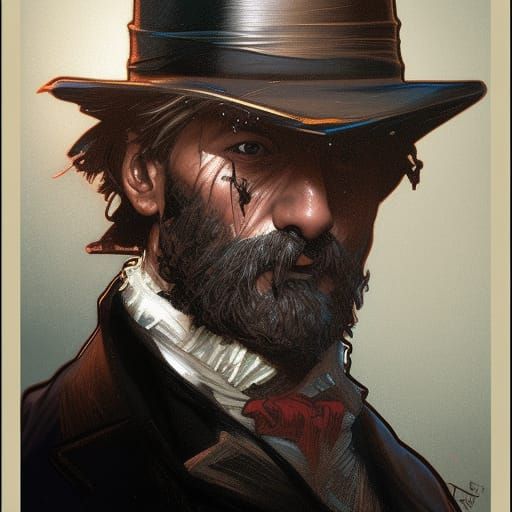 Jack the Ripper Portrait in Art Nouveau Style