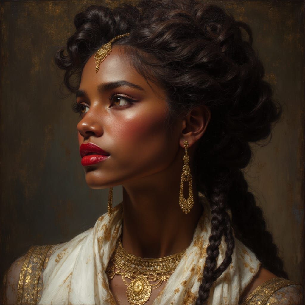 Elegant African Goddess Portrait in Hyperrealistic Style