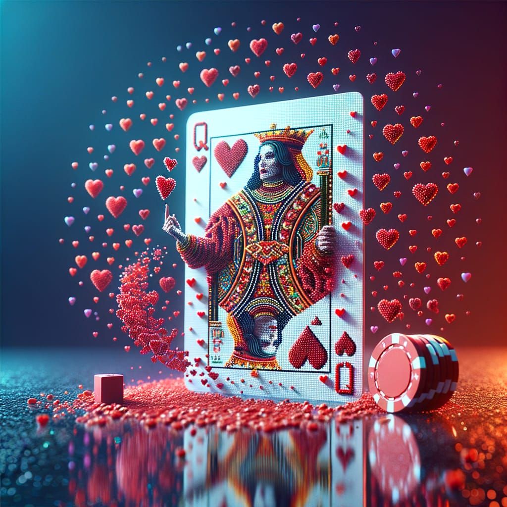 Queen of Hearts Card Realm in Hyperrealism