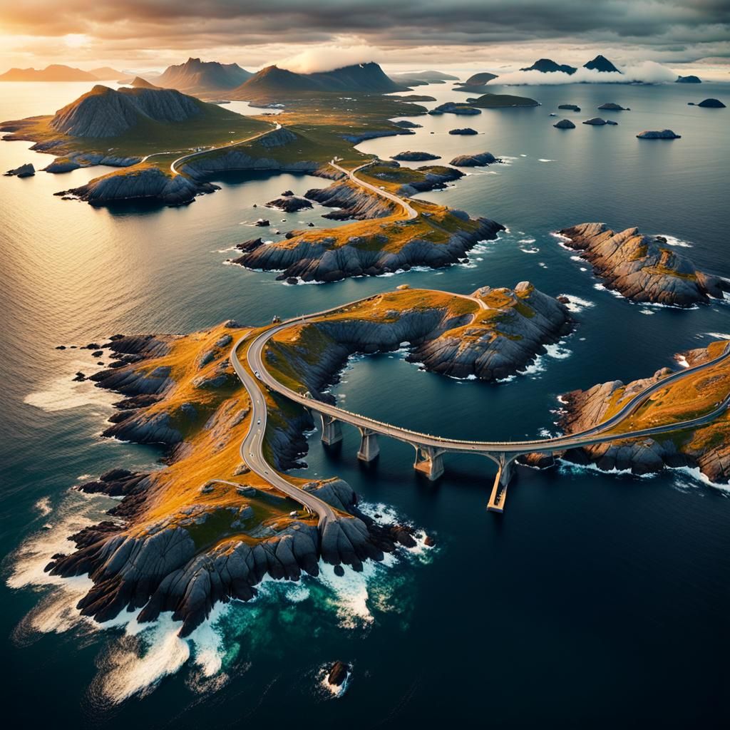 Dramatic Aerial View of Atlantic Ocean Road