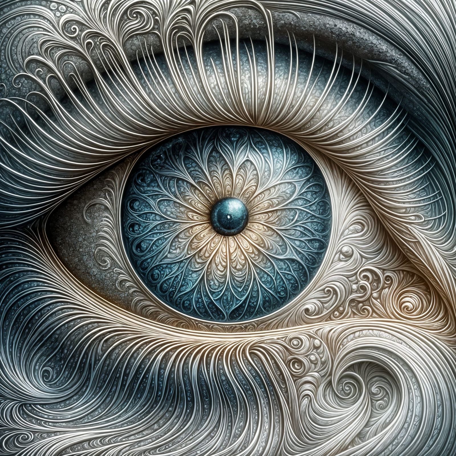 Ornate Eye with Flower Pupil in Romantic Style