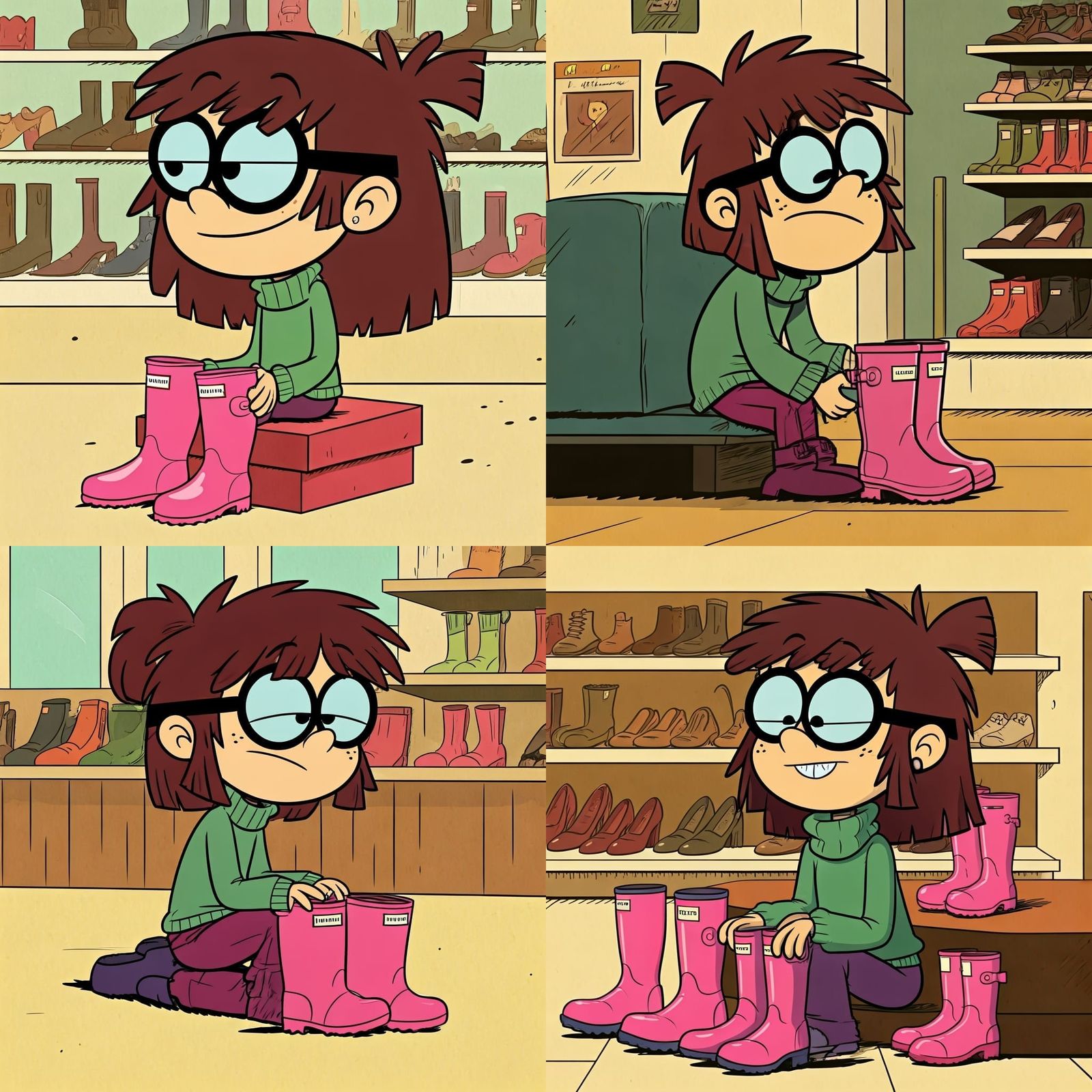 Lisa Loud in Shoe Store Trying on Boots