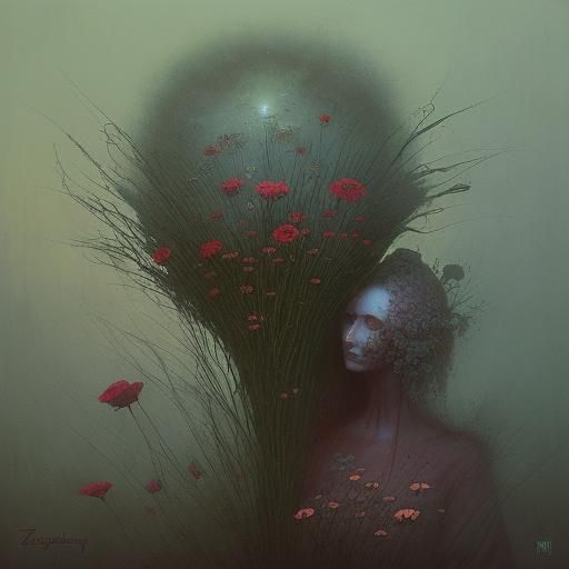 Surreal Flowers in Dark Surrealist Style