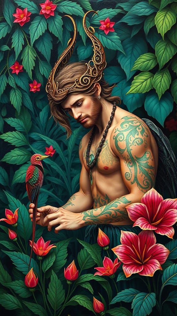 Male Wood Nymph Gardener Moss Moebius contrasting colors dee...