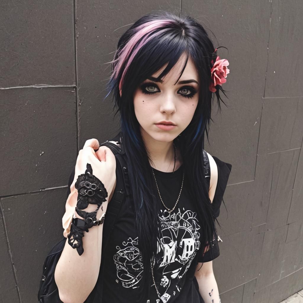 Cute Emo Scene Girl Digital Art