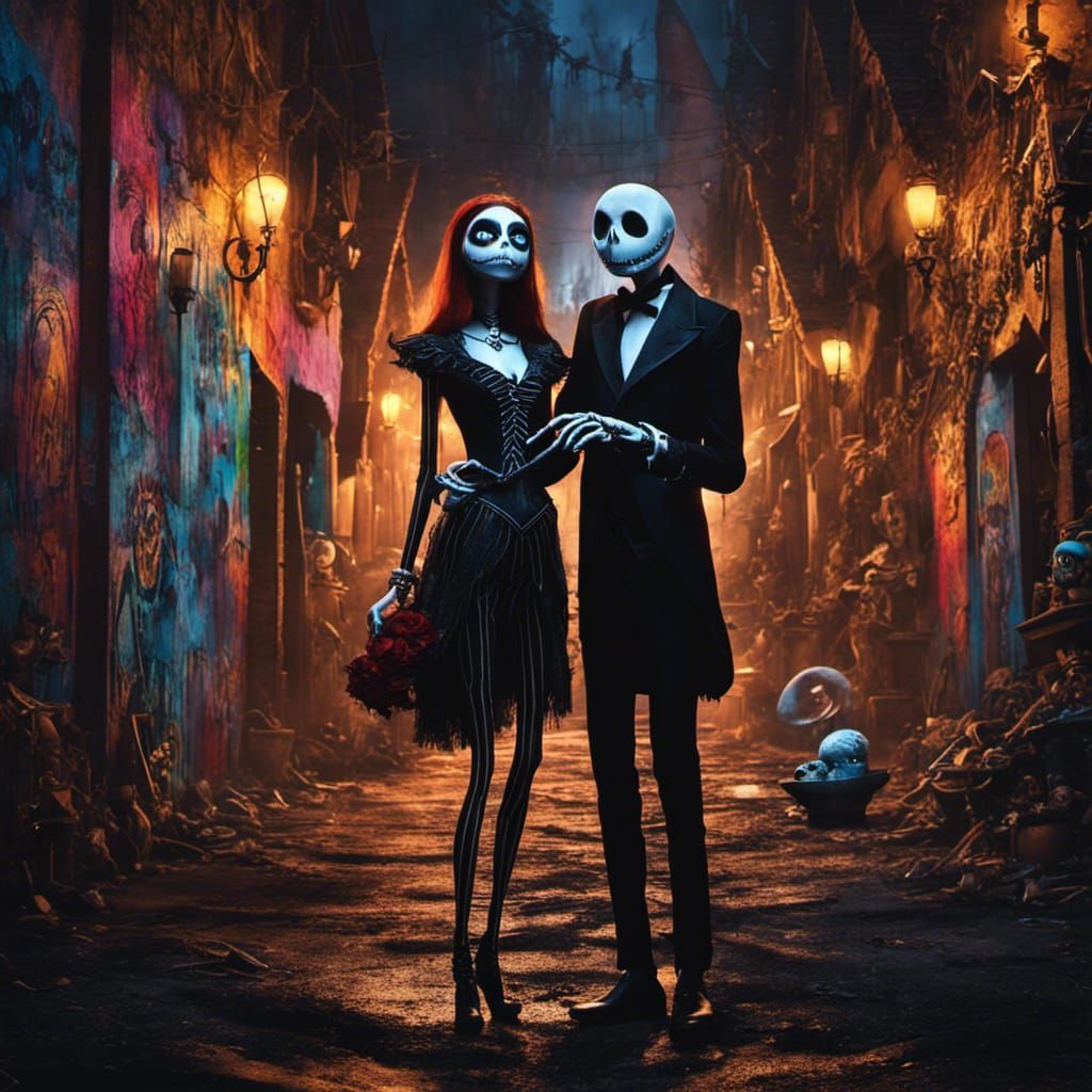 Jack Skellington and Sally in Day of the Dead Makeup