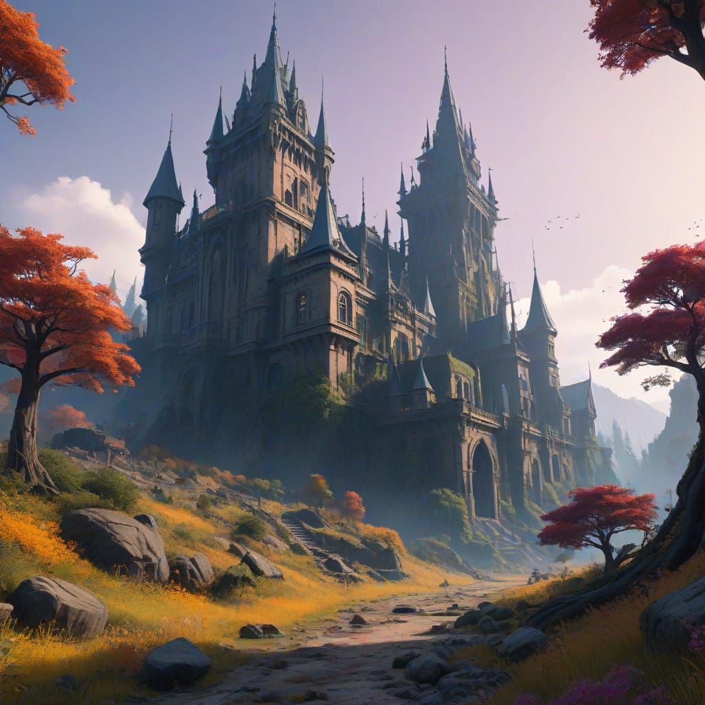 Breathtaking Double Reality in Vibrant, Gradient Skies