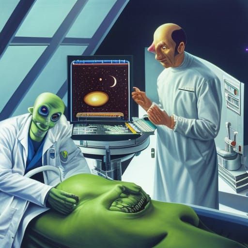 Extraterrestrial Doctor Operating on Alien Patient