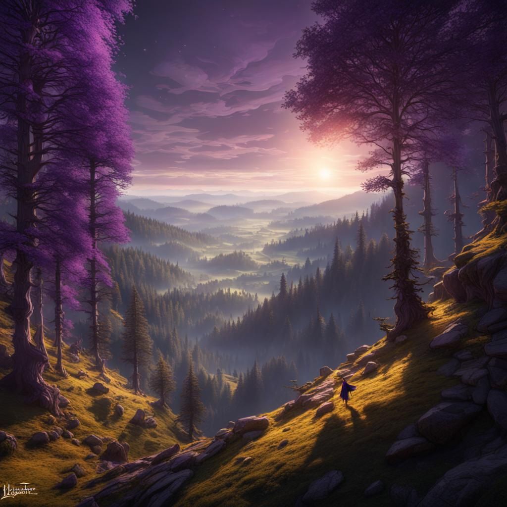 Musical Score Over Forest, Dark Fantasy Concept Art