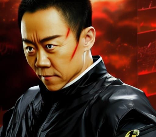Jet Li as Super Sentai Villain in Ghibli Style