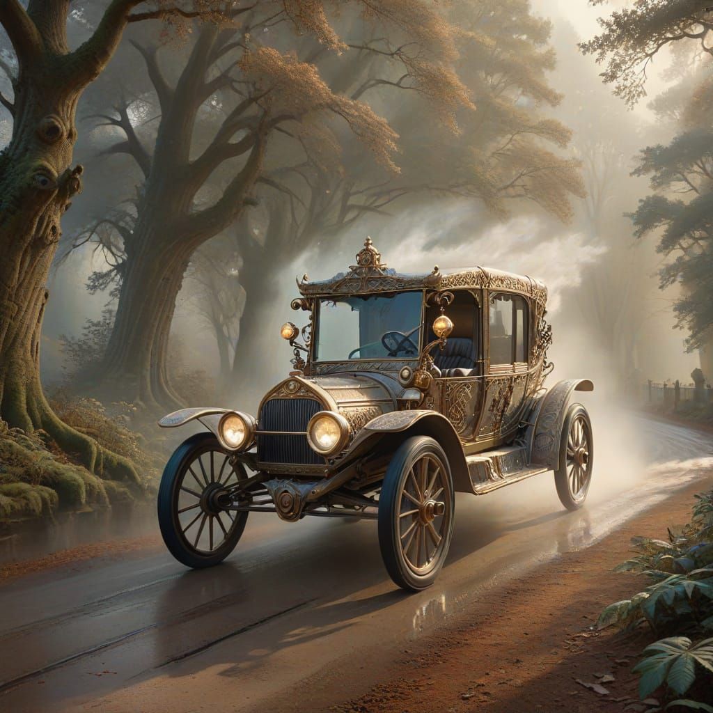 Ethereal Ghost Drives Ornate Antique Carriage