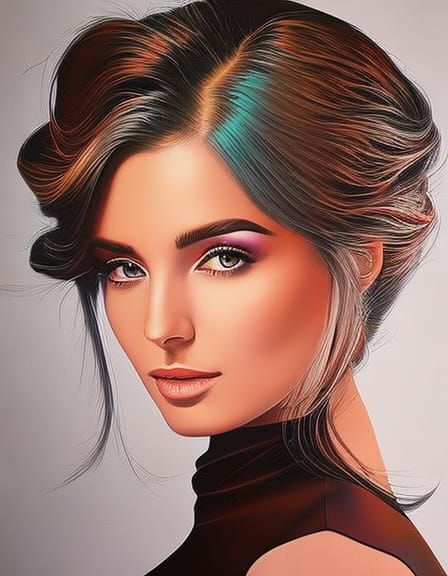 Elegant Hyperrealistic Woman Portrait in Splash Art Style