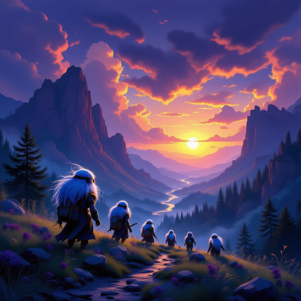 Trolls Roam Mystical Landscape in Dramatic Dark Fantasy Styl...