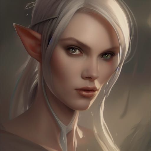 Albino Elf Portrait in Fantasy Art Style