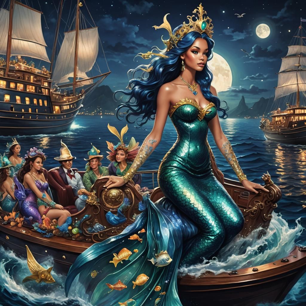 Mermaids on a Yacht to Brazil in Hyperrealism