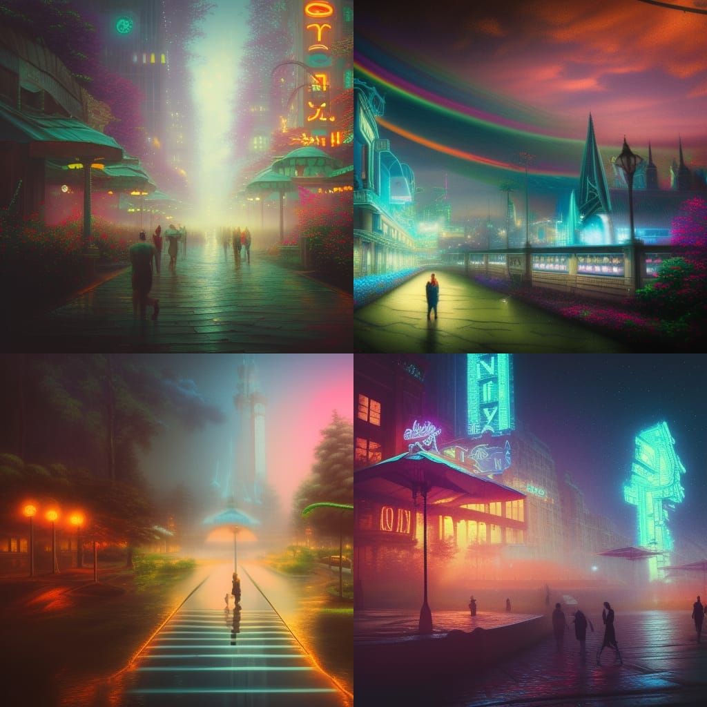 Neon Fantasy City in Synthwave Style