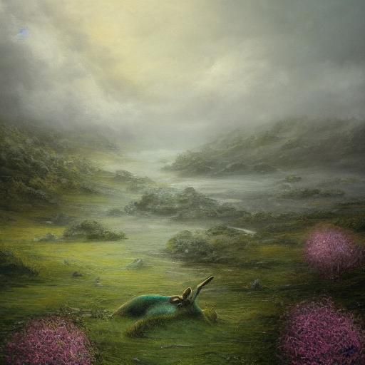 Mystical Uileann Rabbit in Moonlit Irish Landscape
