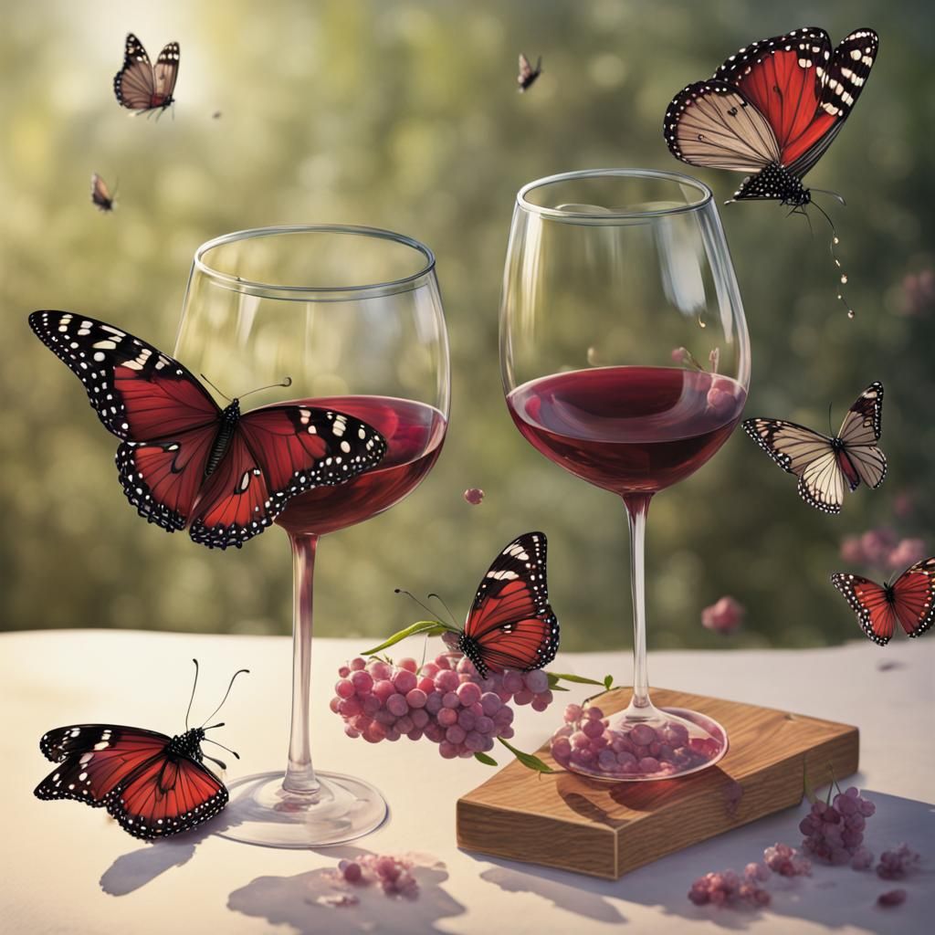 Butterflies Drinking Wine Concept Art