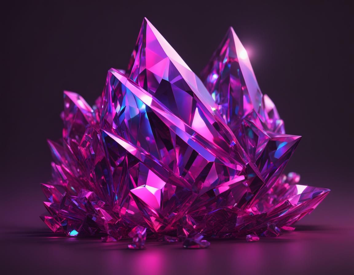 Multi chromatic holographic hot pink crystals with holograph...