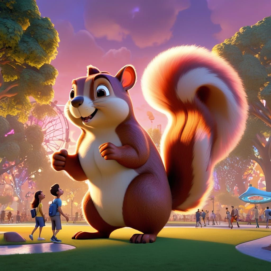 Giant Squirrel in a Park at Dusk
