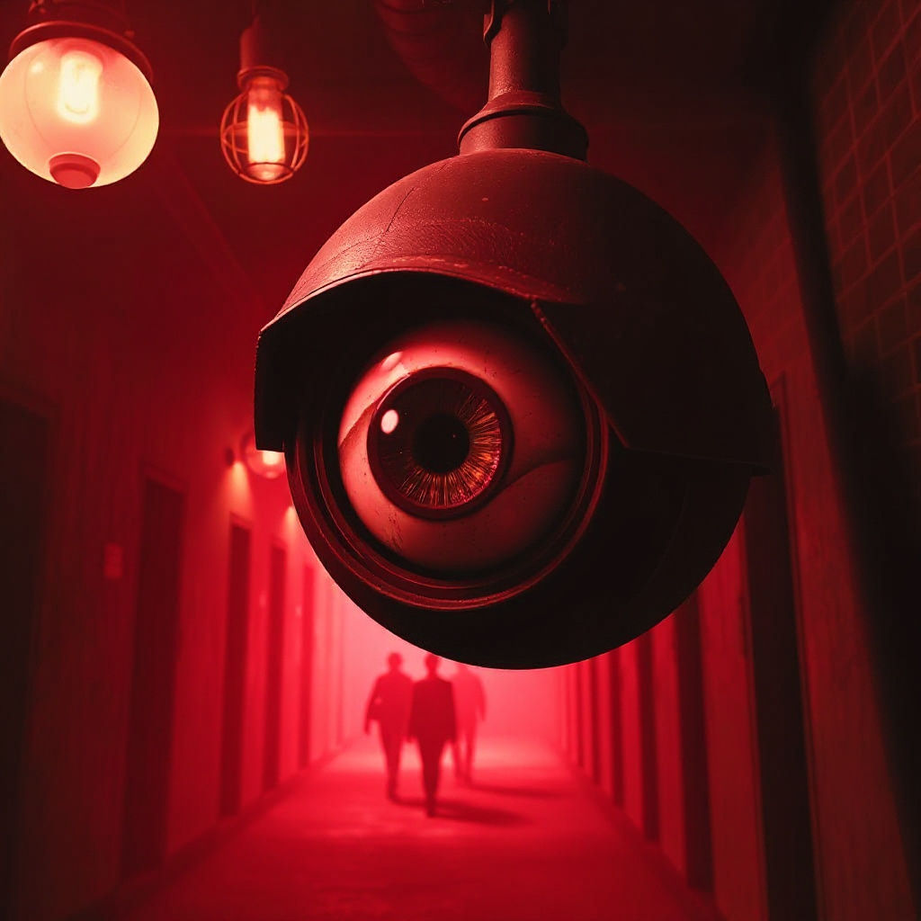 Eerie Eye Orb in Dark Surreal Corridor