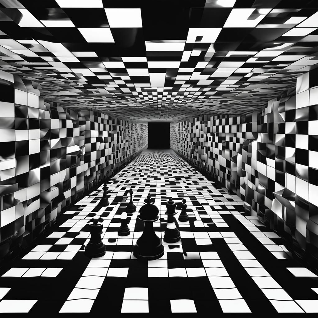 Chessboard Countryside with Vivid Colors and Fractal Shading