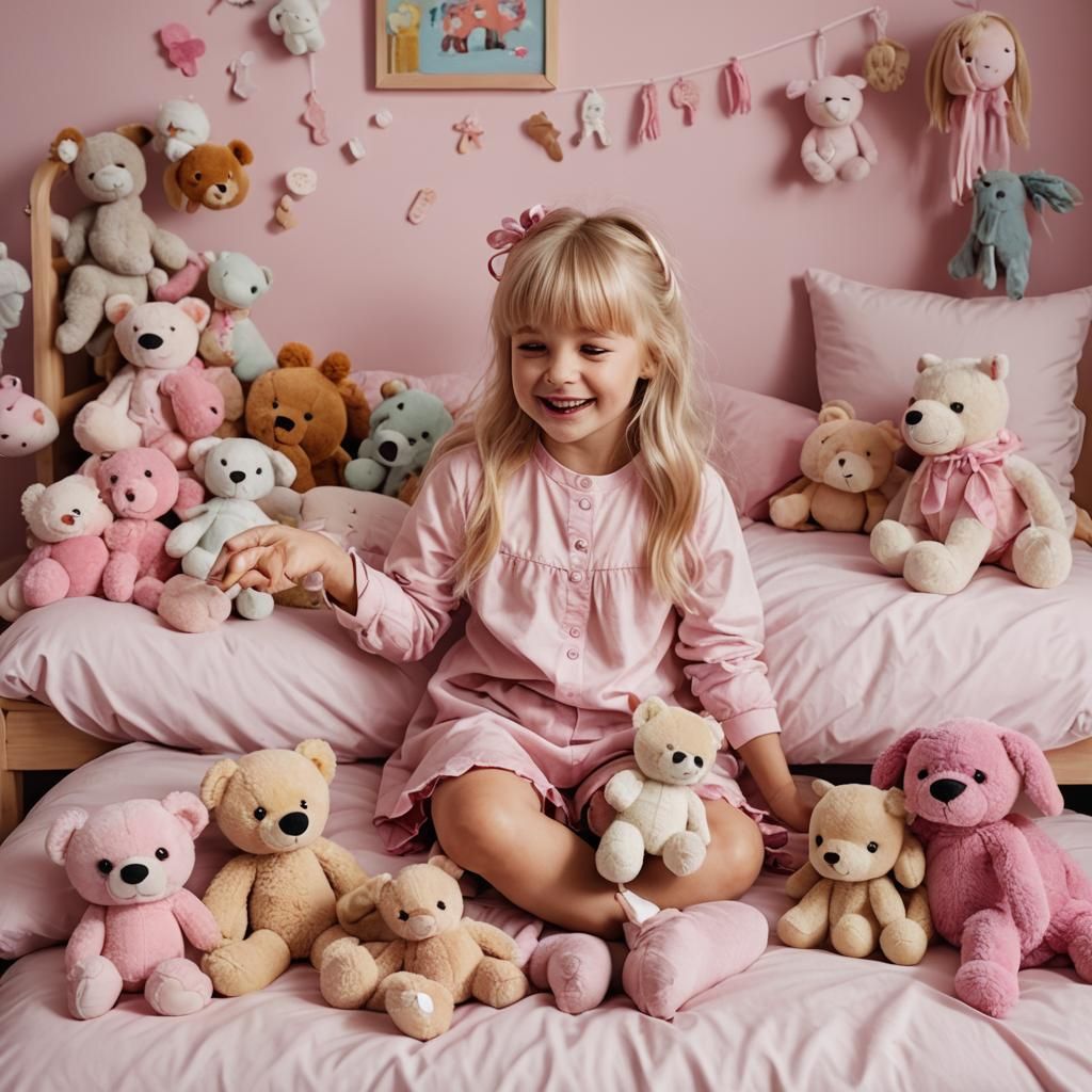 Blonde Girl's Pink Bedroom Role Play