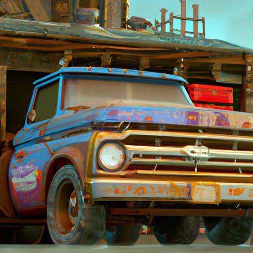 Abandoned Ford F100 Barn Find: Detailed Matte Painting