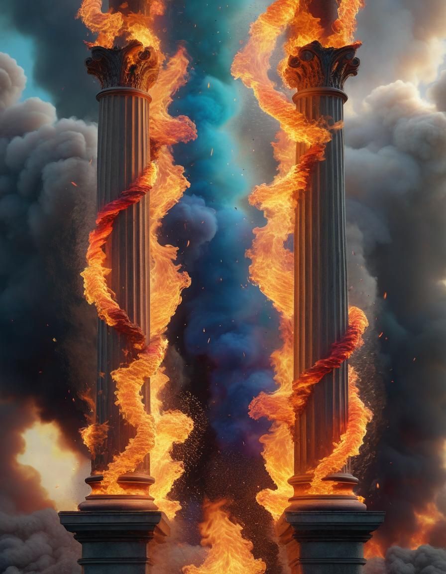 Spectacular Multicoloured Flames Reach to Sky