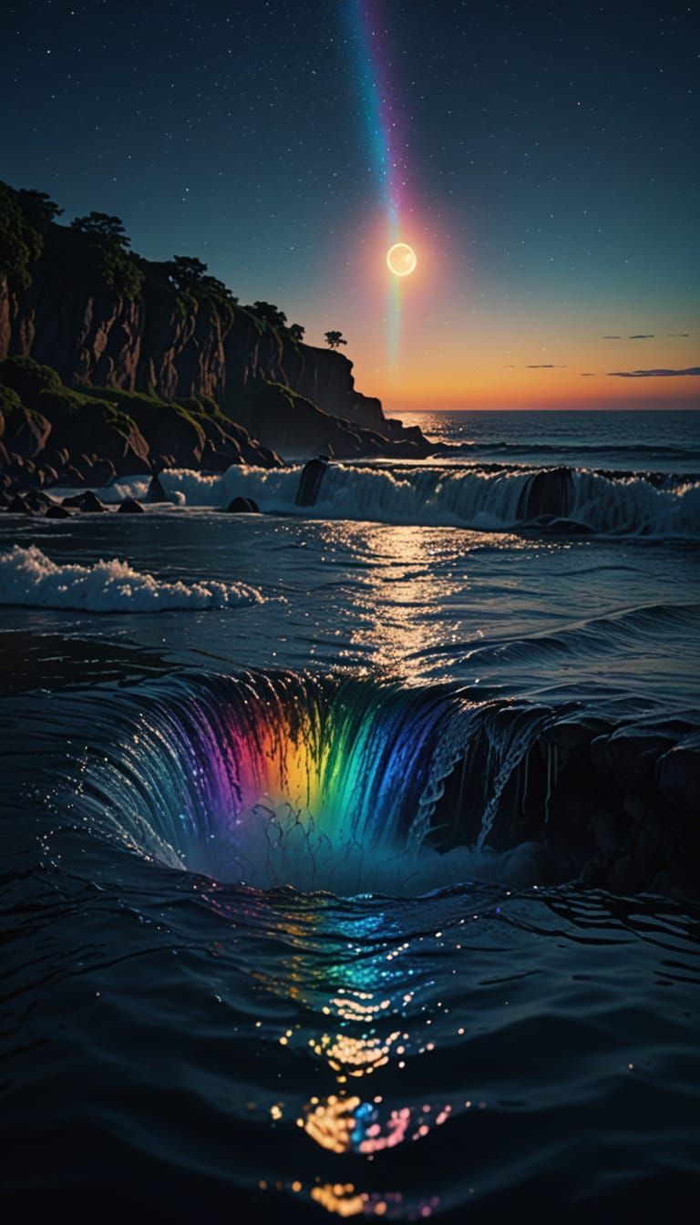 Cinematic Sunset Waterfall in Hyper-Realistic Digital Art