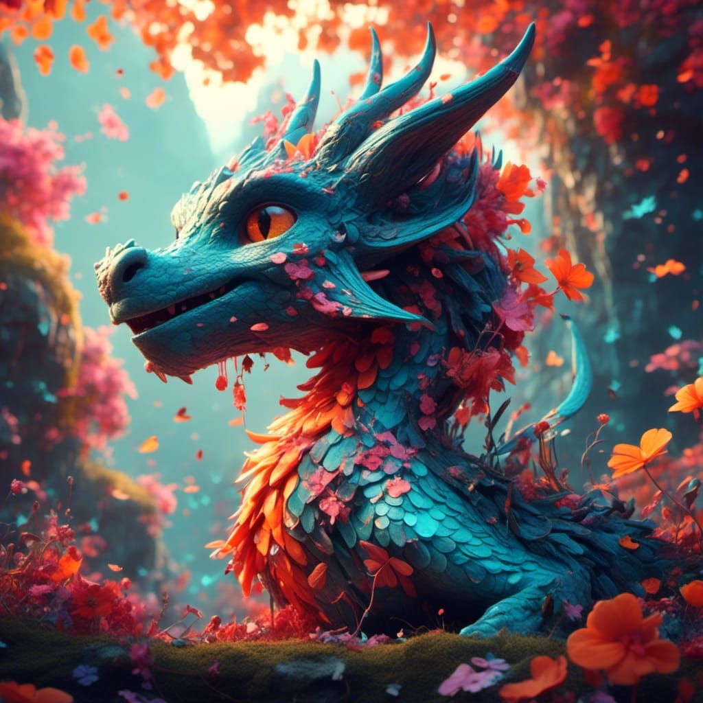 Obsidian Dragon Hatchling in Aurorapunk Style