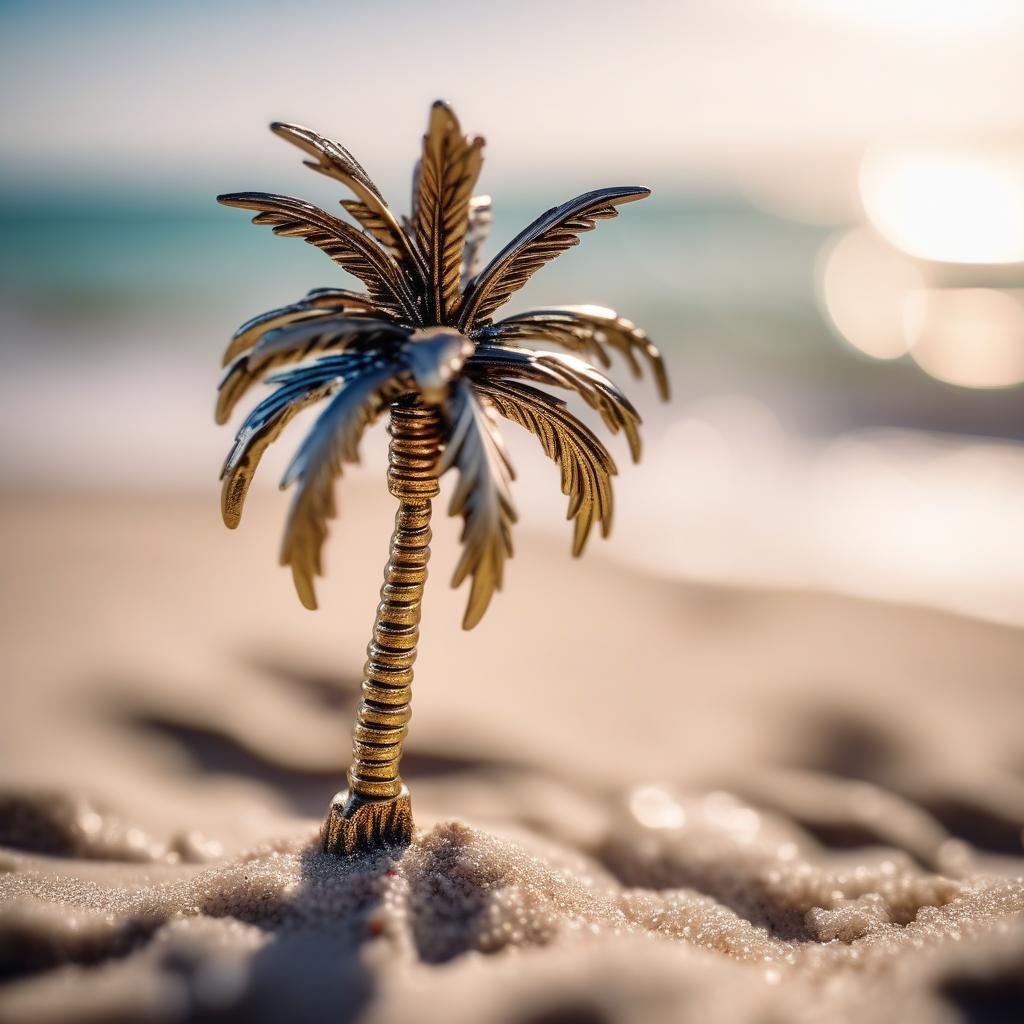 Macro Photograph of Miniature Palm Tree on Beach