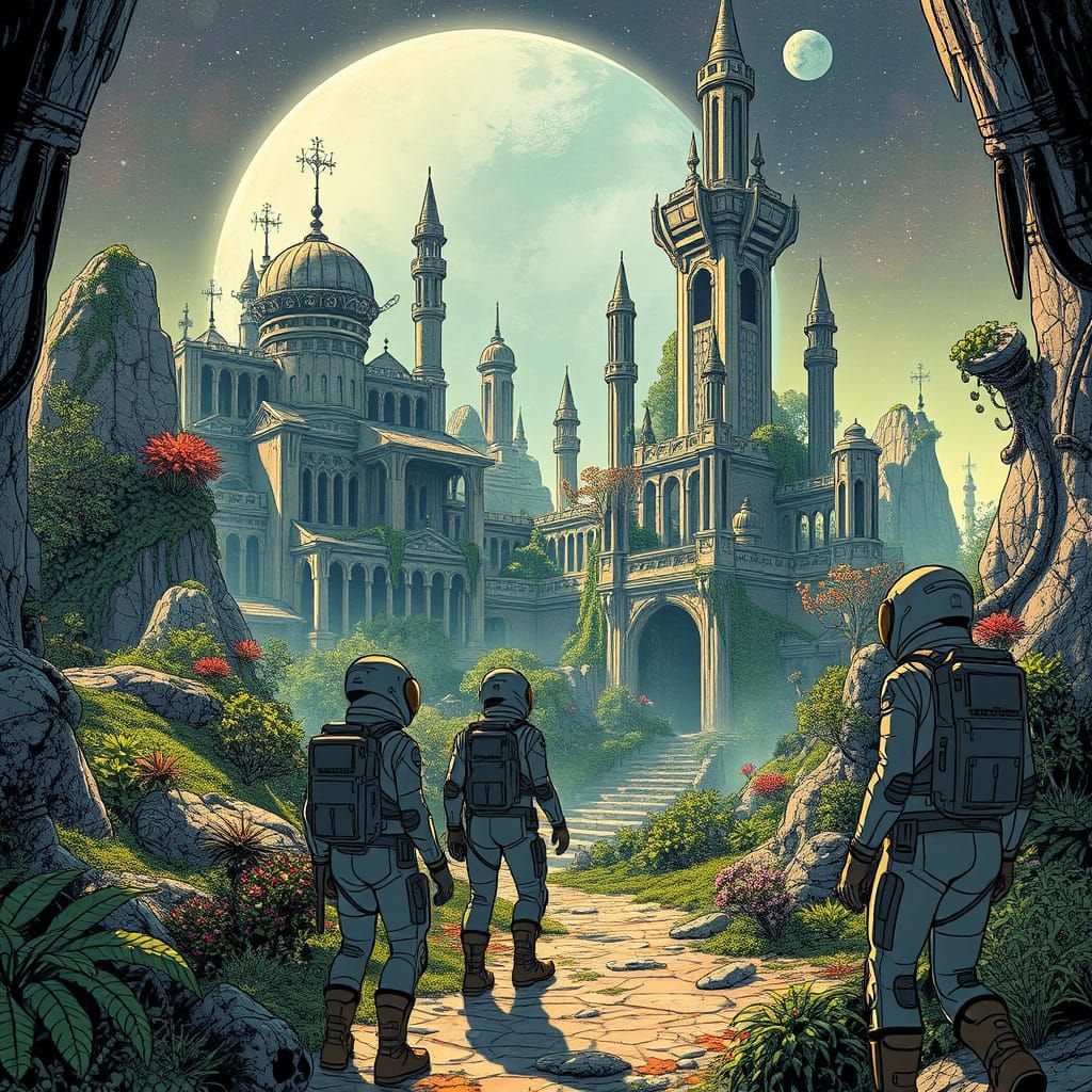 Space Explorers Uncover Ancient Moon City in Futuristic Surr...