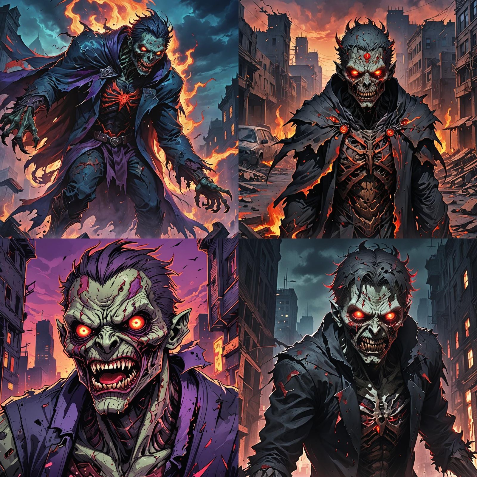 Demonic Zombie in Cel-Shaded Anime Style